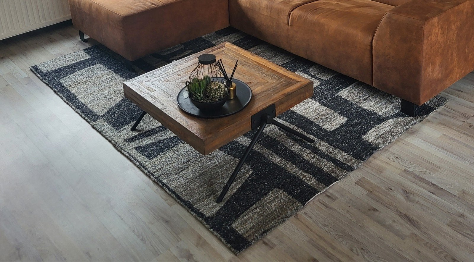 Vloerkleed Murdock 160x230cm Zwart/Grijs/Naturel, Huis en Inrichting, Stoffering | Tapijten en Kleden, Ophalen, 150 tot 200 cm