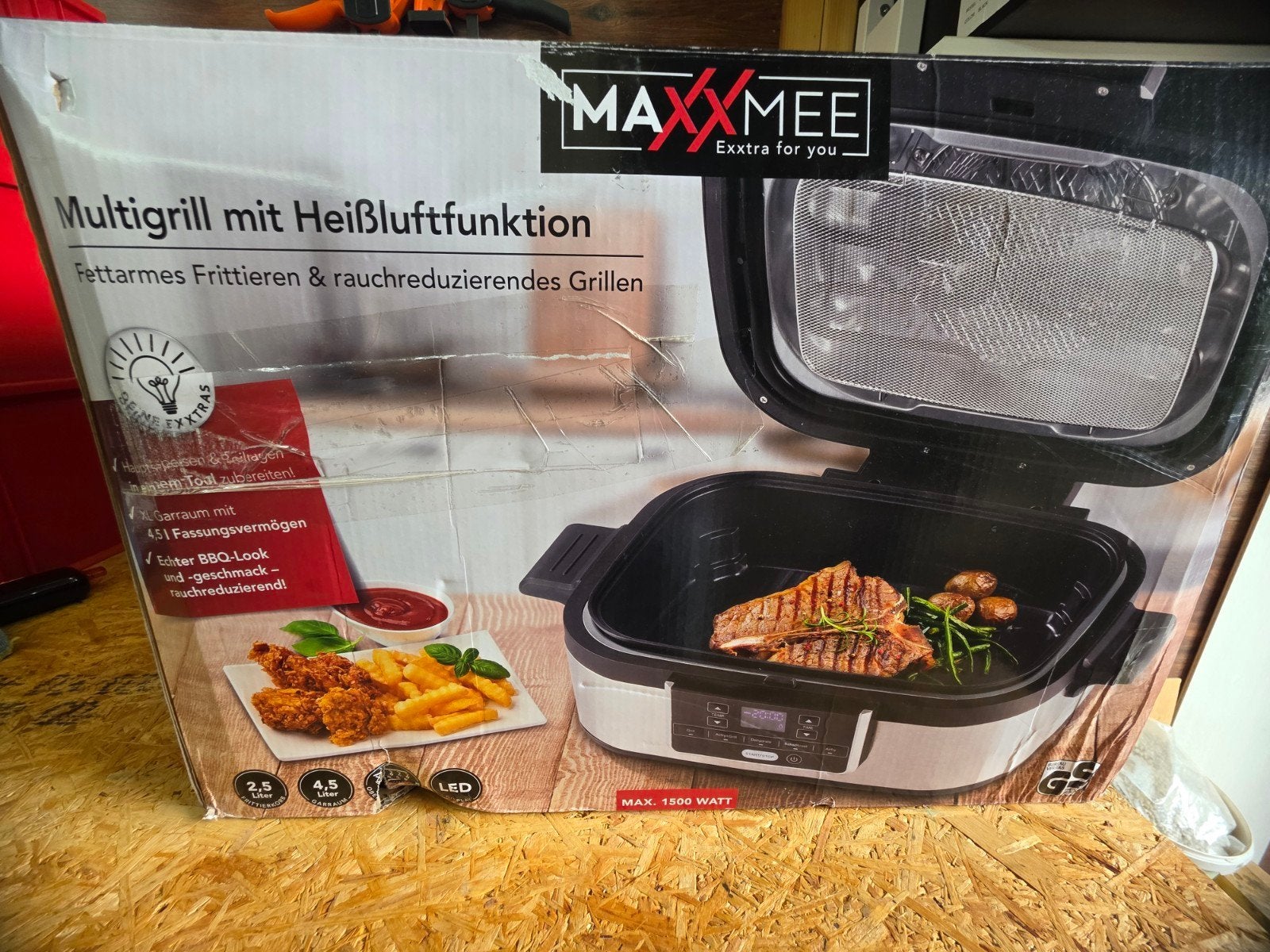 Maxxmee Multigrill met heteluchtfunctie - Nieuw in doos, Witgoed en Apparatuur, Frituurpannen, 4 liter of meer, Ophalen, Nieuw