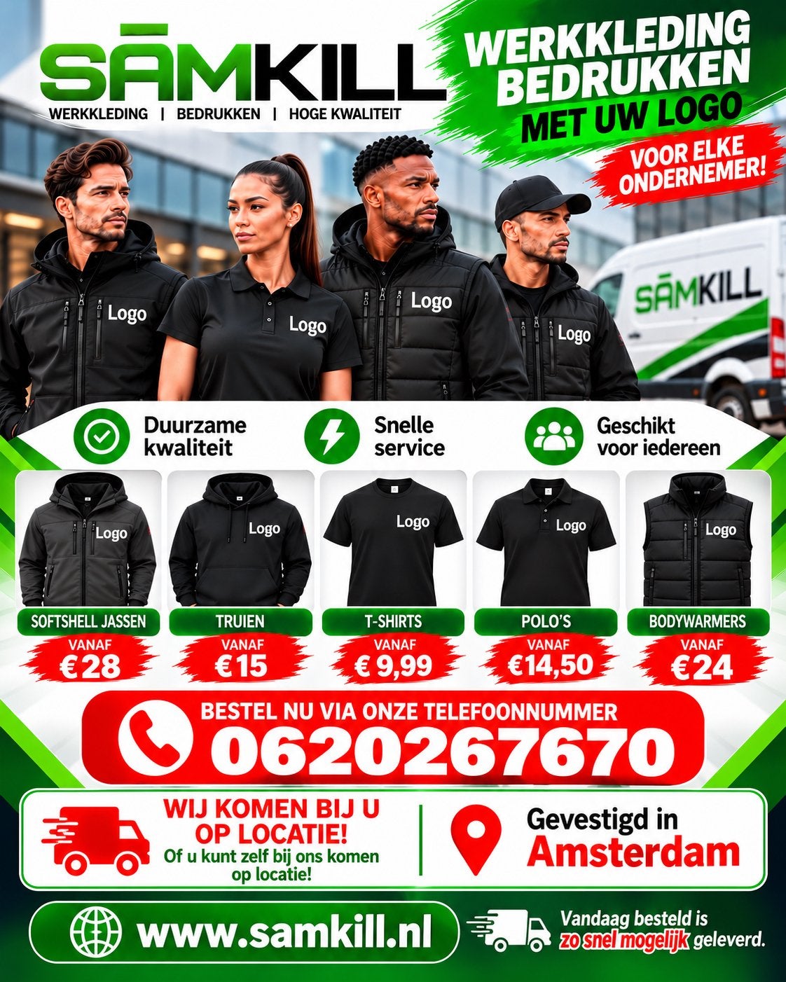 Werkkleding met logo bedrukking! Actie!, Ophalen of Verzenden, Nieuw