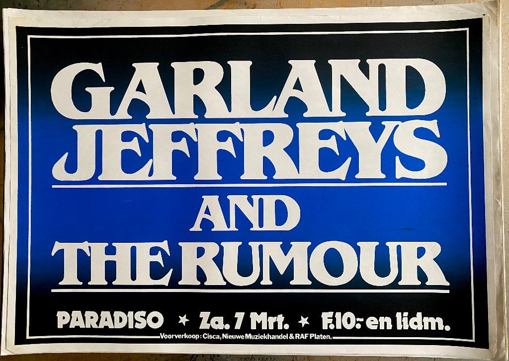Paradiso Garland Jeffreys & The Rumour. 1982, Gebruikt, Rechthoekig Liggend, Ophalen of Verzenden, A1 t/m A3