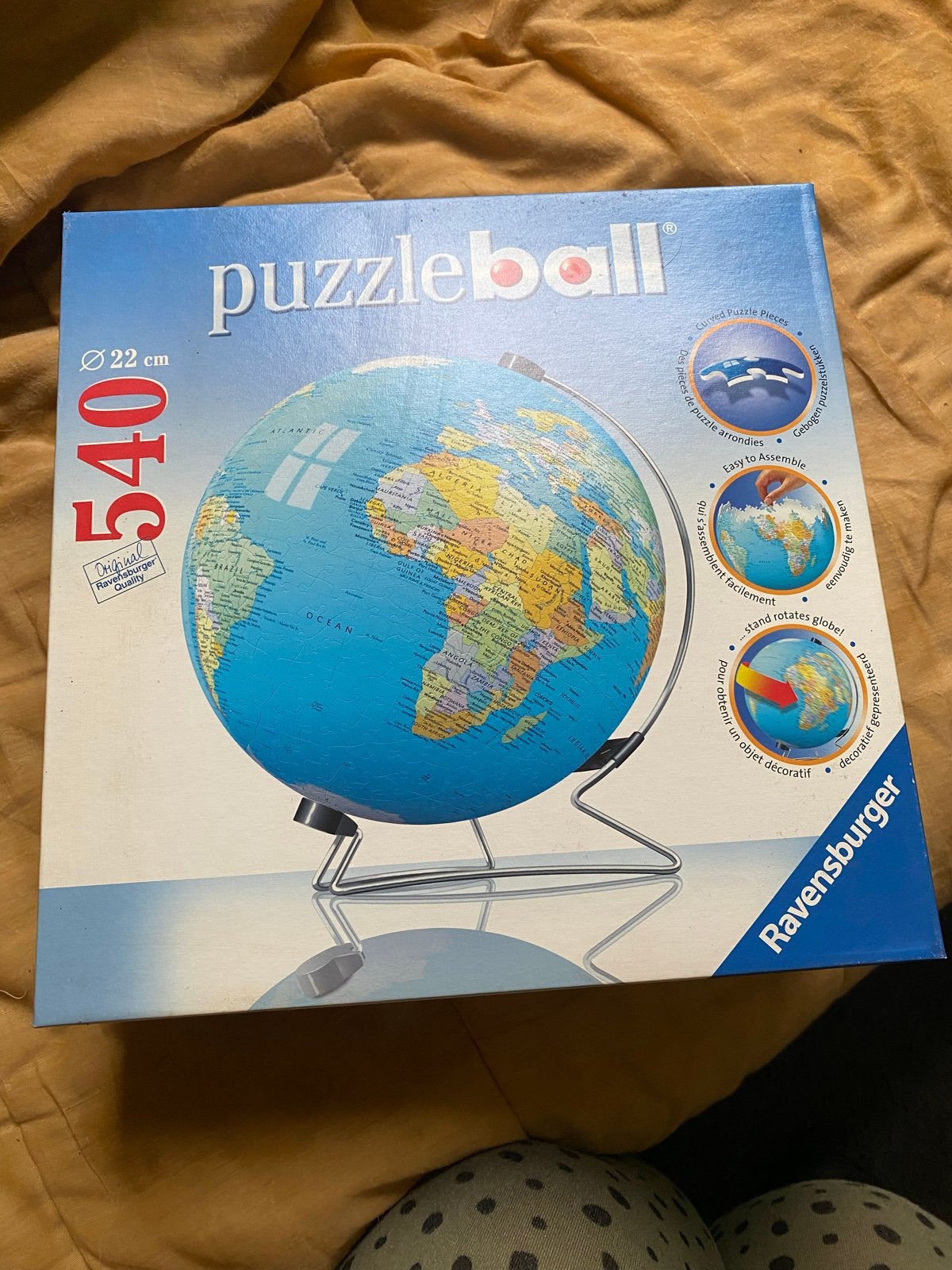 Ravensburger Puzzleball Wereldbol 540 stukjes met standaard, Ophalen of Verzenden, Meer dan 50 stukjes, Zo goed als nieuw, 6 jaar of ouder