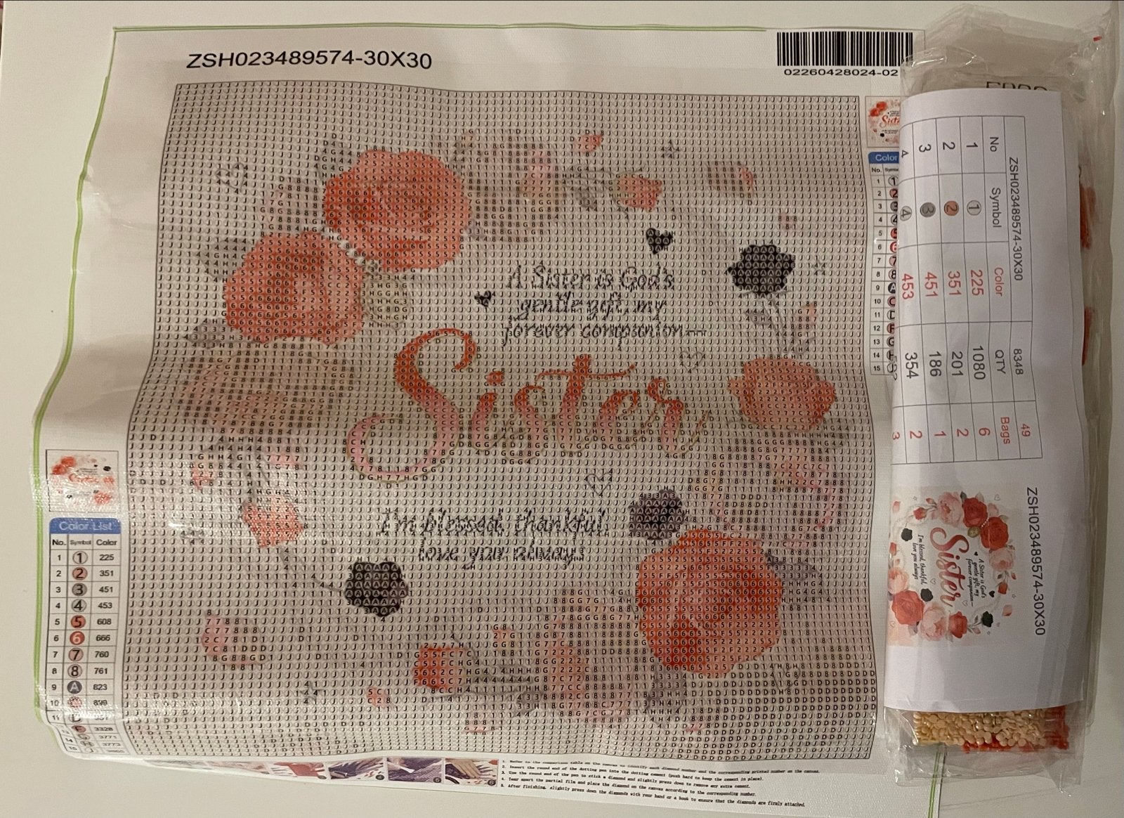 Diamond Painting 'Sister' - 30x30 cm vol rond Nieuw, Overige thema's, Diamond painting, Nieuw, Meerkleurig