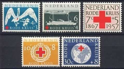 Nederland NVPH nr 695/9 postfris Rode Kruis 1957, Ophalen of Verzenden, Na 1940, Postfris