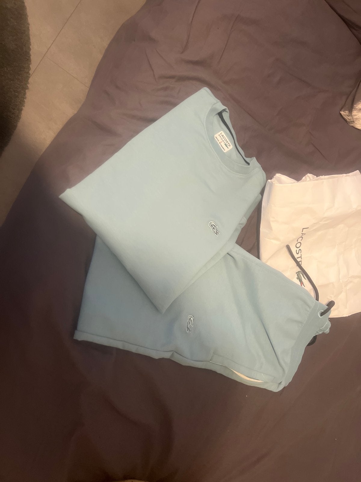 Lacoste T-shirt en korte broek set - Lichtblauw, Ophalen, Nieuw