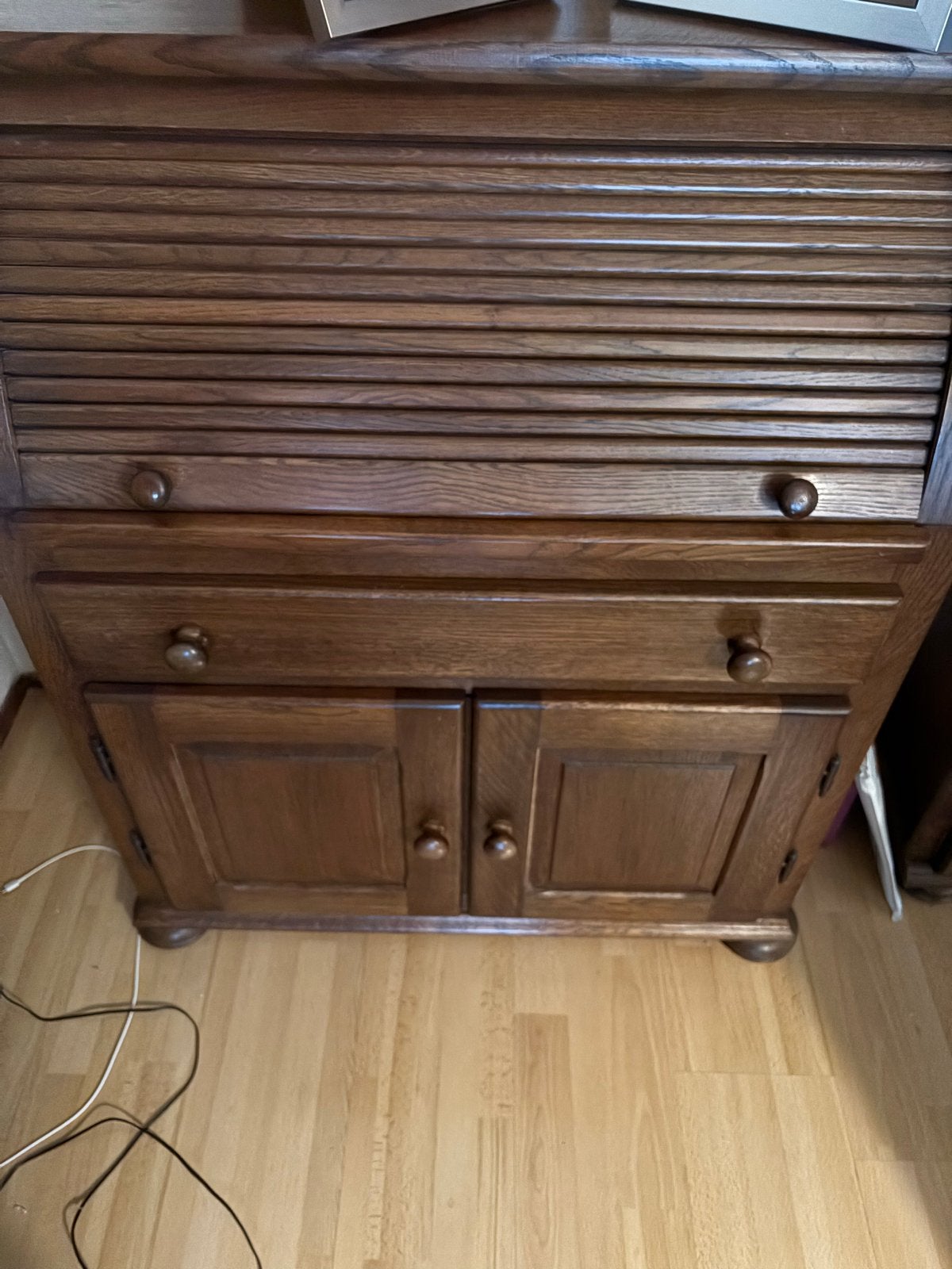 Eiken secretaire met rolluik en opbergruimte, Huis en Inrichting, Kasten | Secretaires, Ophalen, Gebruikt