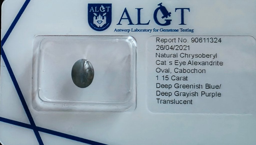 Alexandriet kattenoog 1,12kt, certificaat ALGT, Ophalen of Verzenden, Zo goed als nieuw