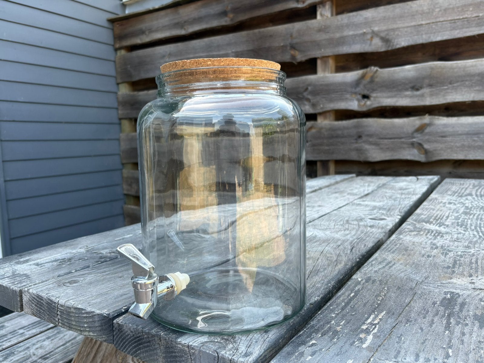 Glazen drank dispenser, Ophalen, Met deksel, Glas, Gebruikt