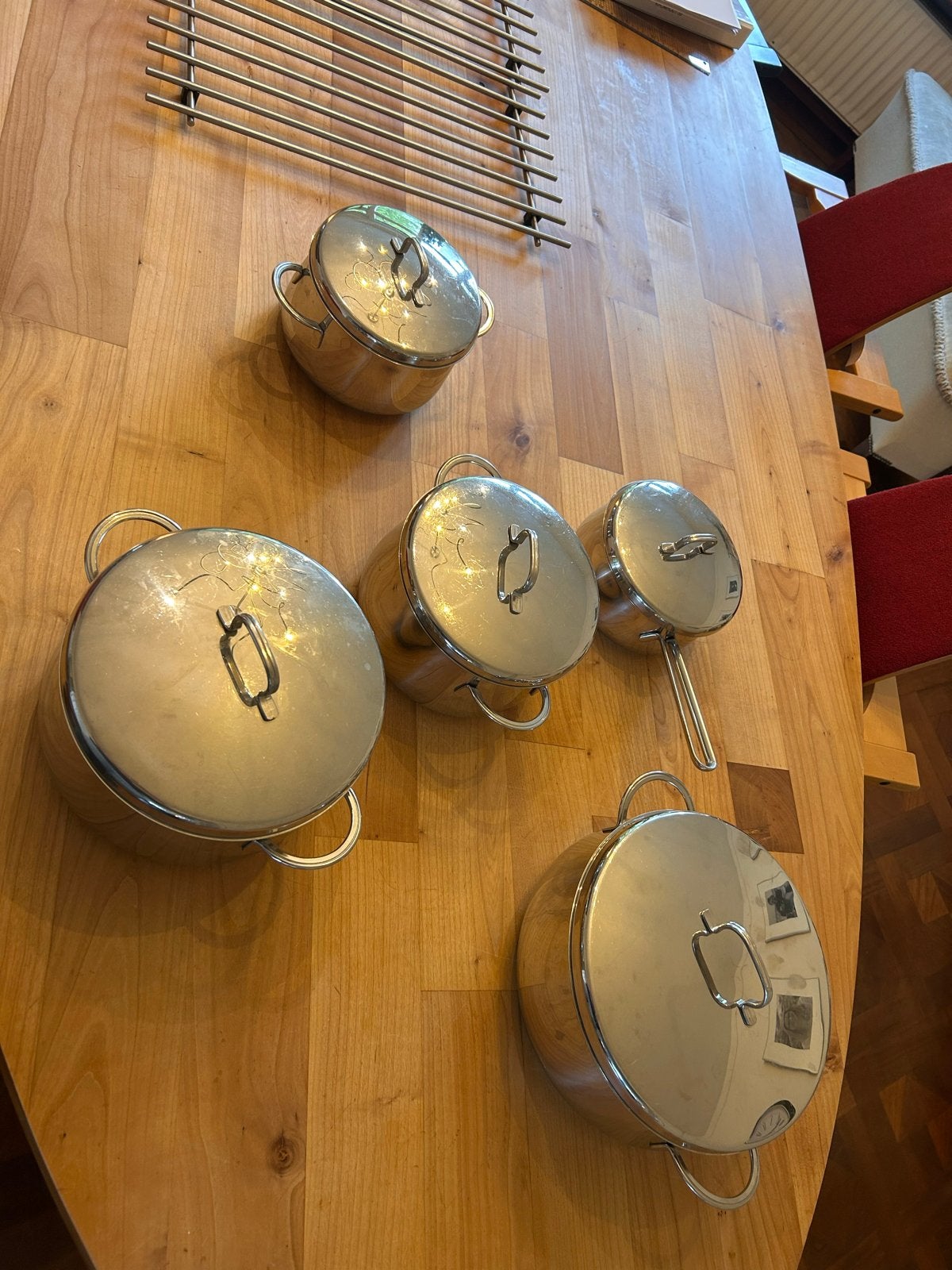 Fissler pannenset - complete set, niet voor inductie, Ophalen, Gebruikt, Met deksel, Pannenset