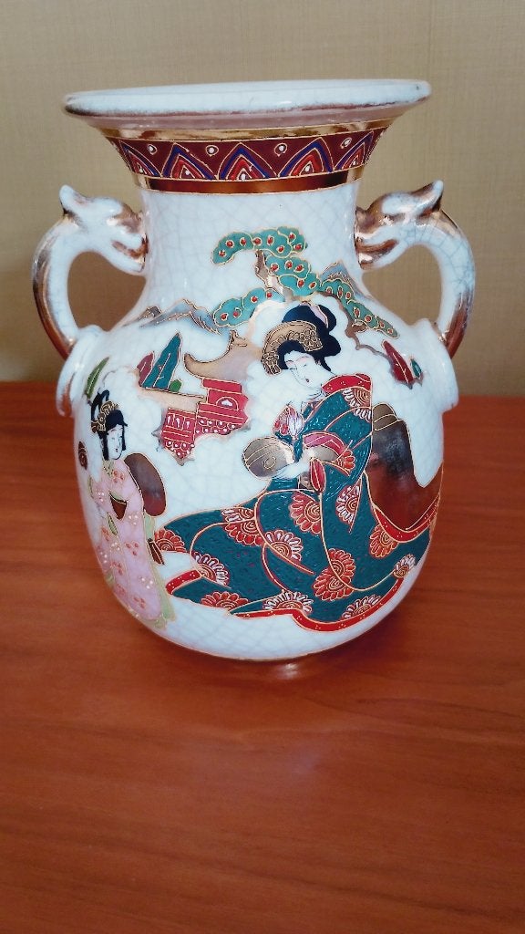 Porseleinen Japanse Satsuma vaas handgeschilderd, Antiek en Kunst, Antiek | Porselein, Ophalen