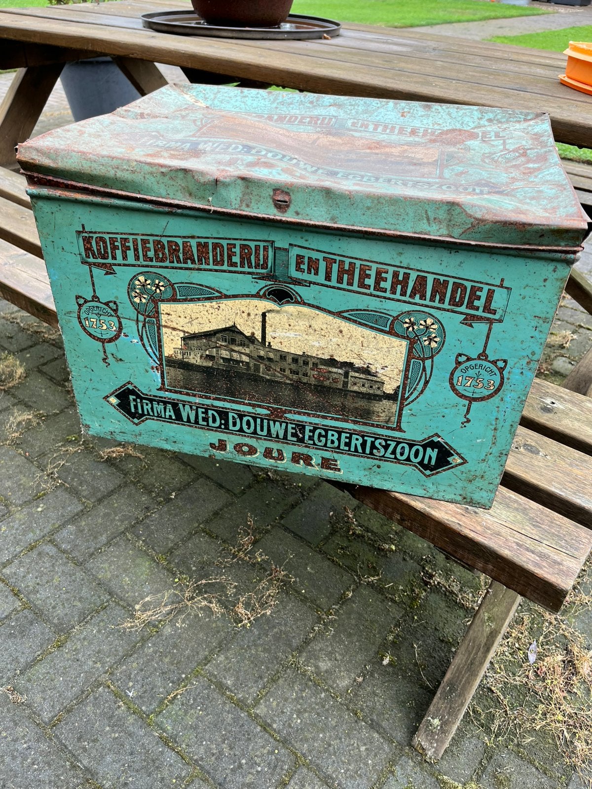 Douwe Egberts - antieke kist, Ophalen, Gebruikt, 50 tot 100 cm, 5 – 50