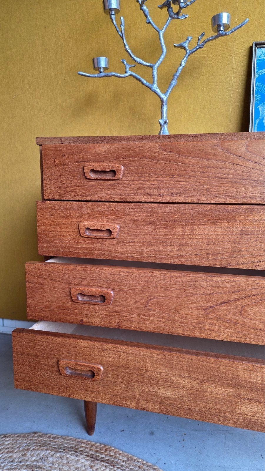 Retro vintage ladekastje, ladekast, kast met Lades, Deens, Gebruikt, 5 laden of meer, Vintage, Teakhout