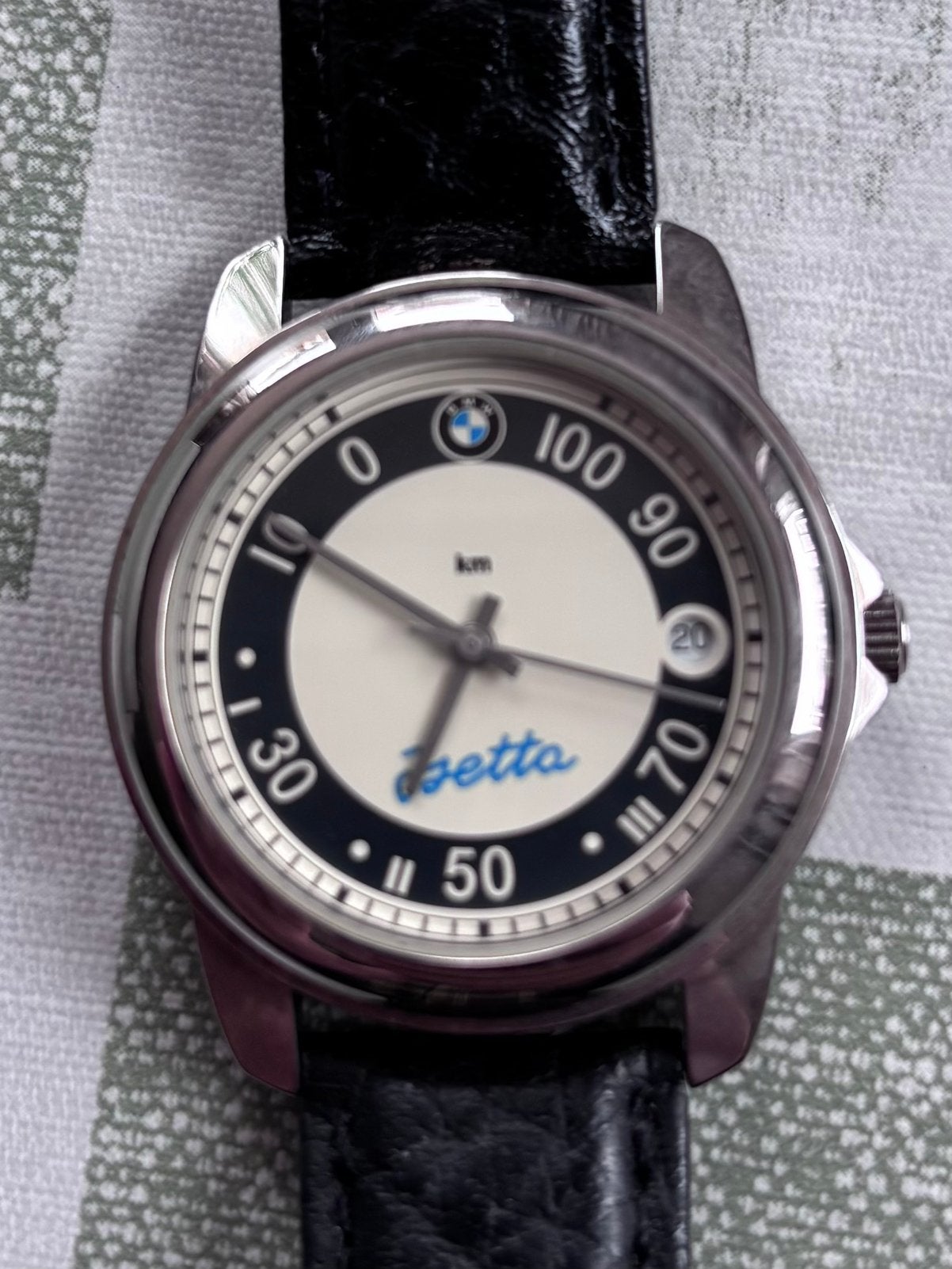 BMW Isetta "Moto Coupe" horloge Vintage watch, Ophalen of Verzenden, Zo goed als nieuw, Leer, Overige merken