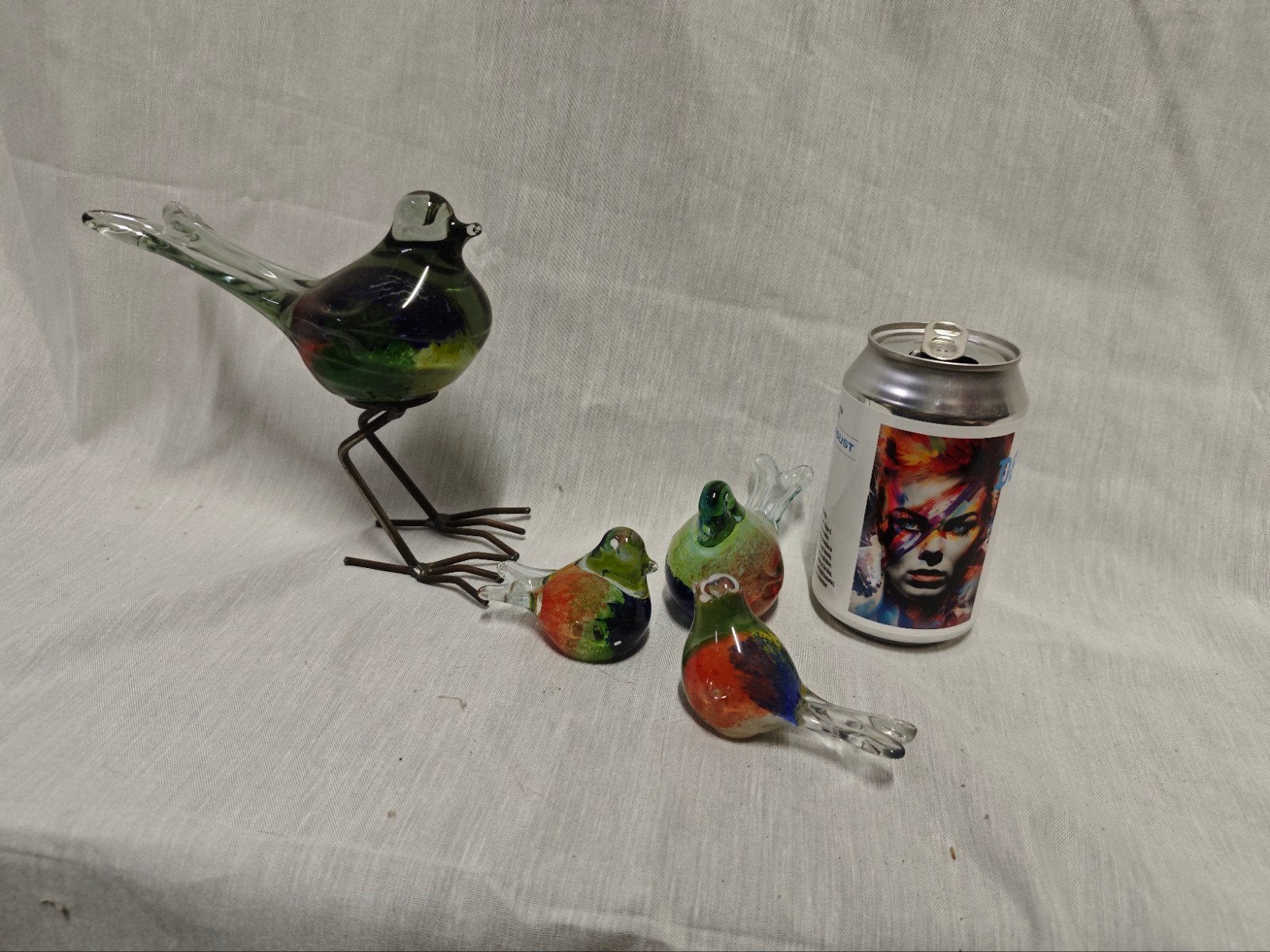 Set van 4 Glazen Geblazen Vogels - Decoratieve Kunst, Ophalen