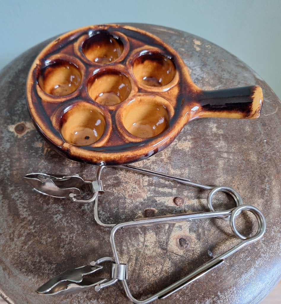 Set van twee Escargot schaaltjes met tangetjes., Ophalen of Verzenden
