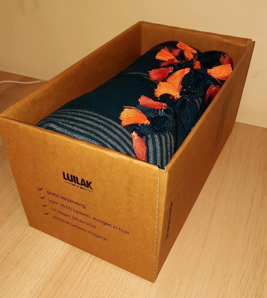 LUILAK Hangmat met kwastjes - Blauw/Oranje nieuw, Overige kleuren, 100 tot 150 cm, Bohemian, Strand, Casual, Nieuw