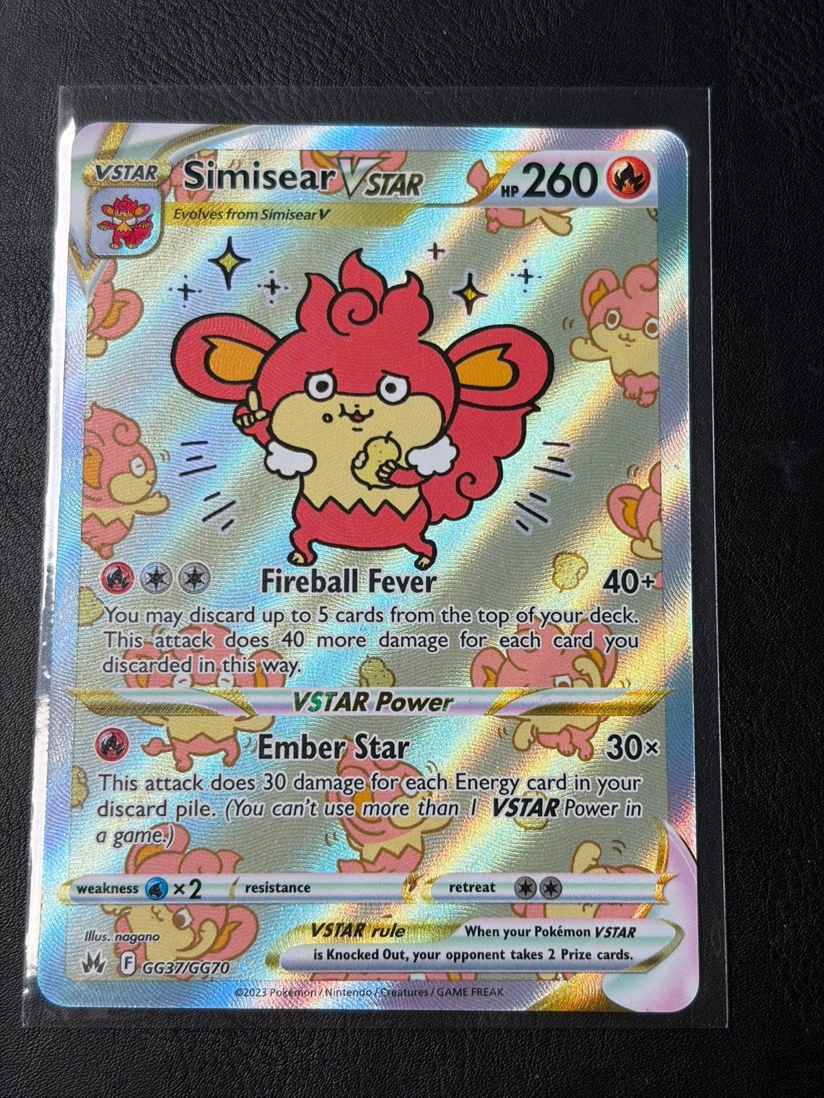 Simisear VSTAR GG37/GG70 Pokémon Kaart, Ophalen of Verzenden, Zo goed als nieuw, Losse kaart, Foil