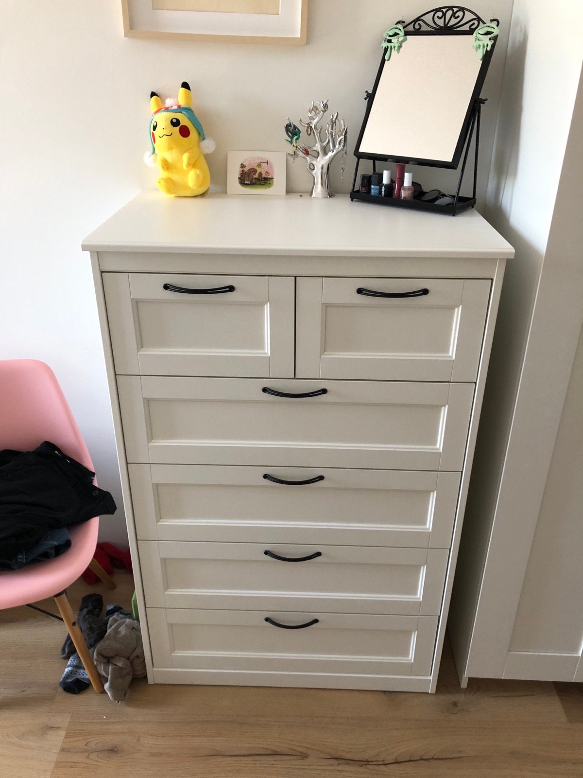 IKEA SONGESAND ladekast met 6 lades, wit, Ophalen, 5 laden of meer, 100 tot 150 cm, 50 tot 100 cm