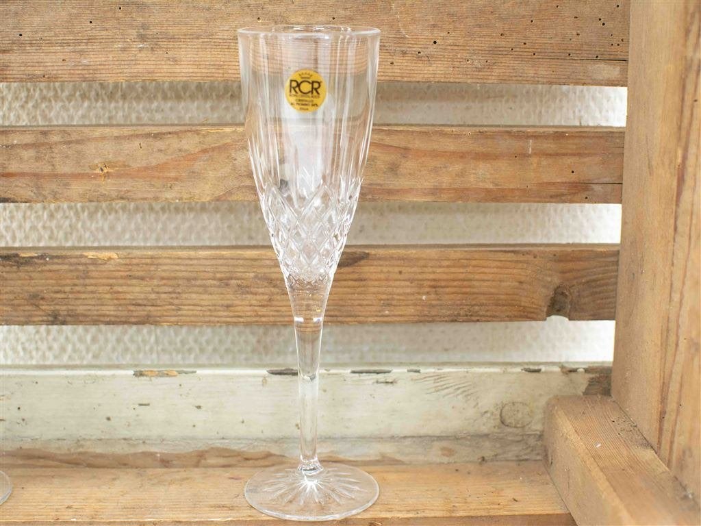 4 Cristal RCR Champagne glazen 38739, Gebruikt, Ophalen of Verzenden, Bord(en), Overige stijlen
