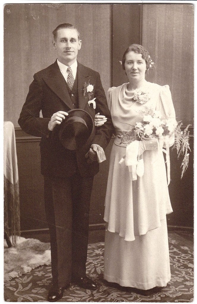 Foto Trouwfoto Echtpaar Huwelijk - Rijsdijk Oud-Beijerland, Gebruikt, Foto, Ophalen of Verzenden, Voor 1940