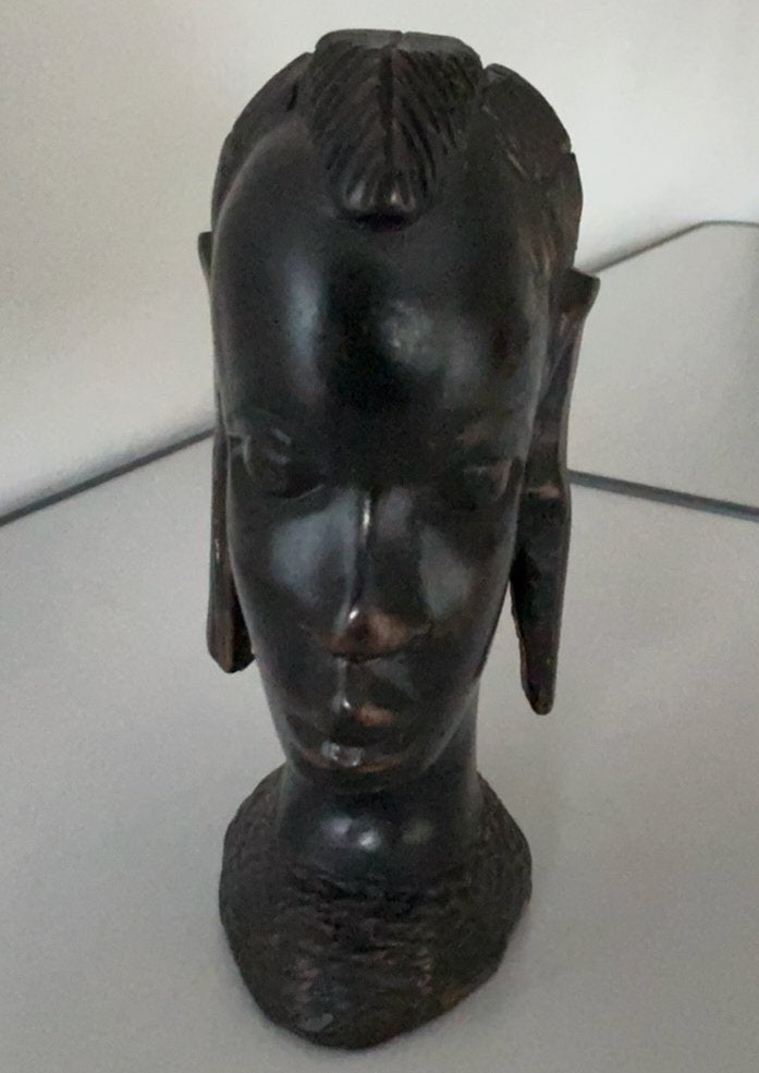 Houten Buste Afrikaanse Vrouw - Handgesneden Kunst, Antiek en Kunst, Ophalen, Minder dan 20 cm, Buste, Handgemaakt