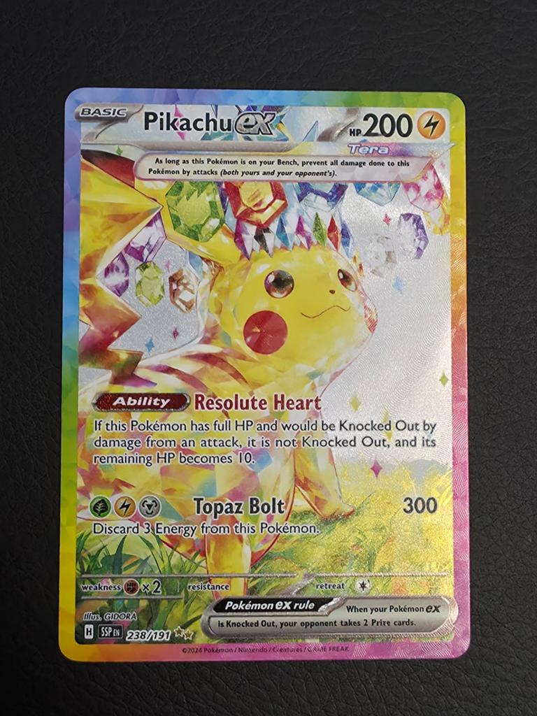 Pikachu EX SIR SSP 237, Hobby en Vrije tijd, Verzamelkaartspellen | Pokémon, Zo goed als nieuw, Losse kaart, Foil, Ophalen