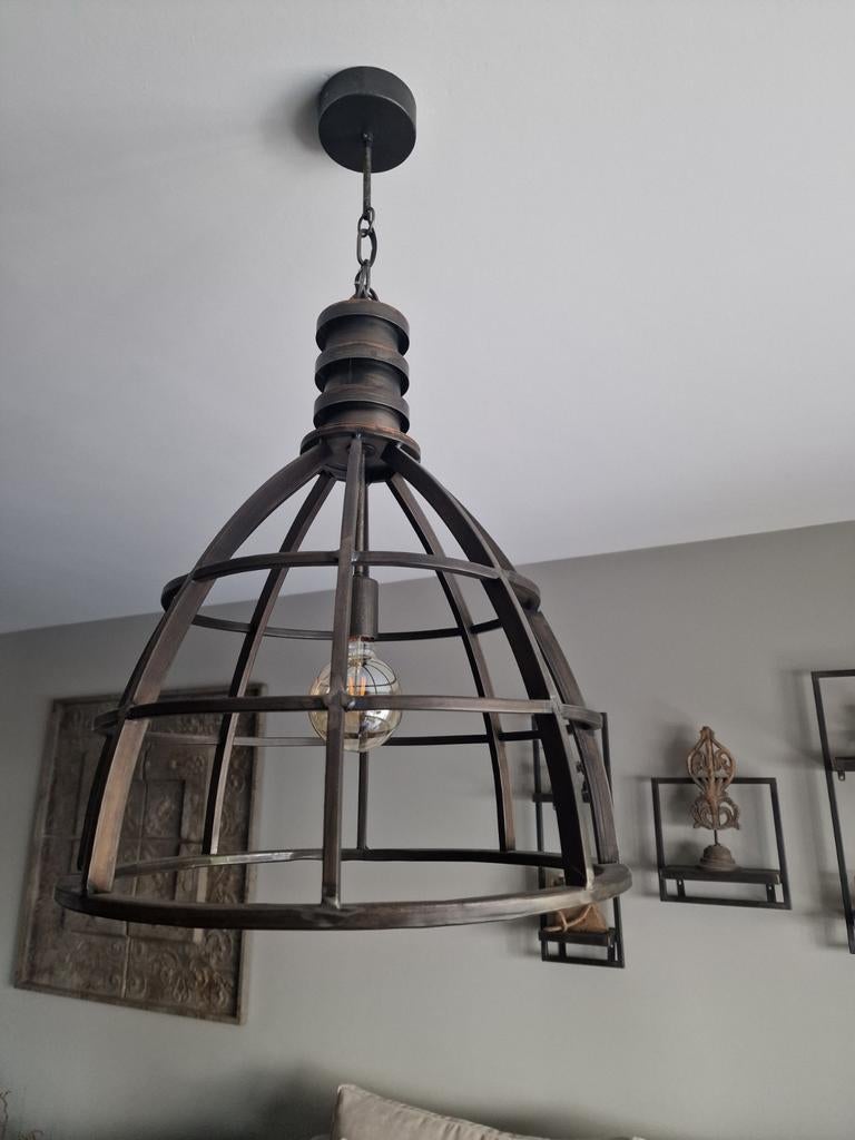 hanglampen Ptmd 2 stuks ijzer zgan!! Origineel, Huis en Inrichting, Lampen | Hanglampen, Ophalen, Zo goed als nieuw, Minder dan 50 cm