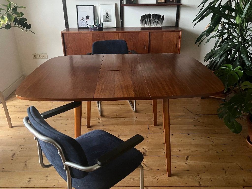 Vintage teakhouten uitschuiftafel, Huis en Inrichting, Ophalen, Gebruikt, Teakhout, Midcentury, Jaren 60, Danish-Modern, Deens