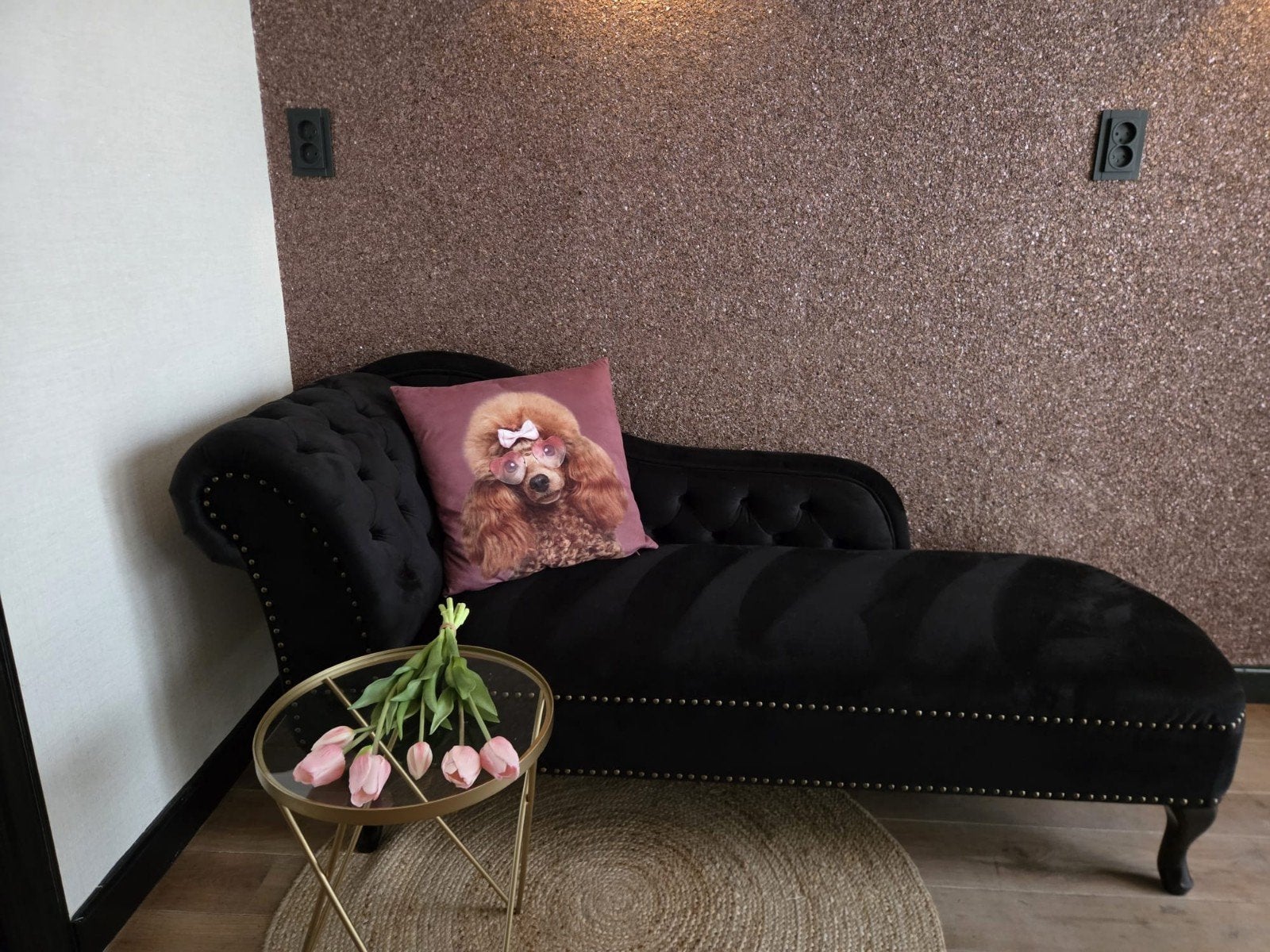 Z.G.A.N. Luxe Zwarte Fluweel Chaise Longue NU OPHALEN, Ophalen, Minder dan 75 cm, 150 tot 200 cm, Tweepersoons