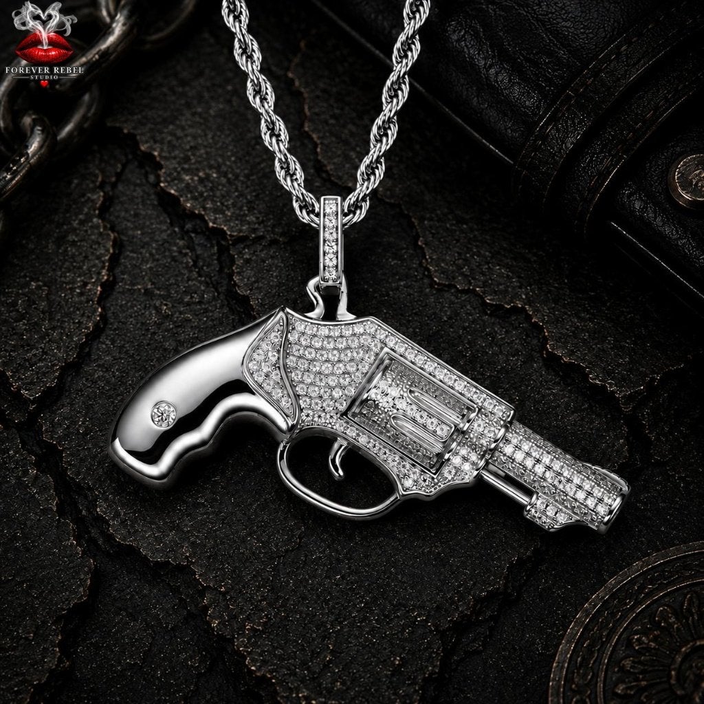 The Dealer’s Revolver 170 Moissanite stenen - 925 Zilver, Overige voorstellingen, Verzenden, Foreverrebelstudio@pm.me, Met edelsteen