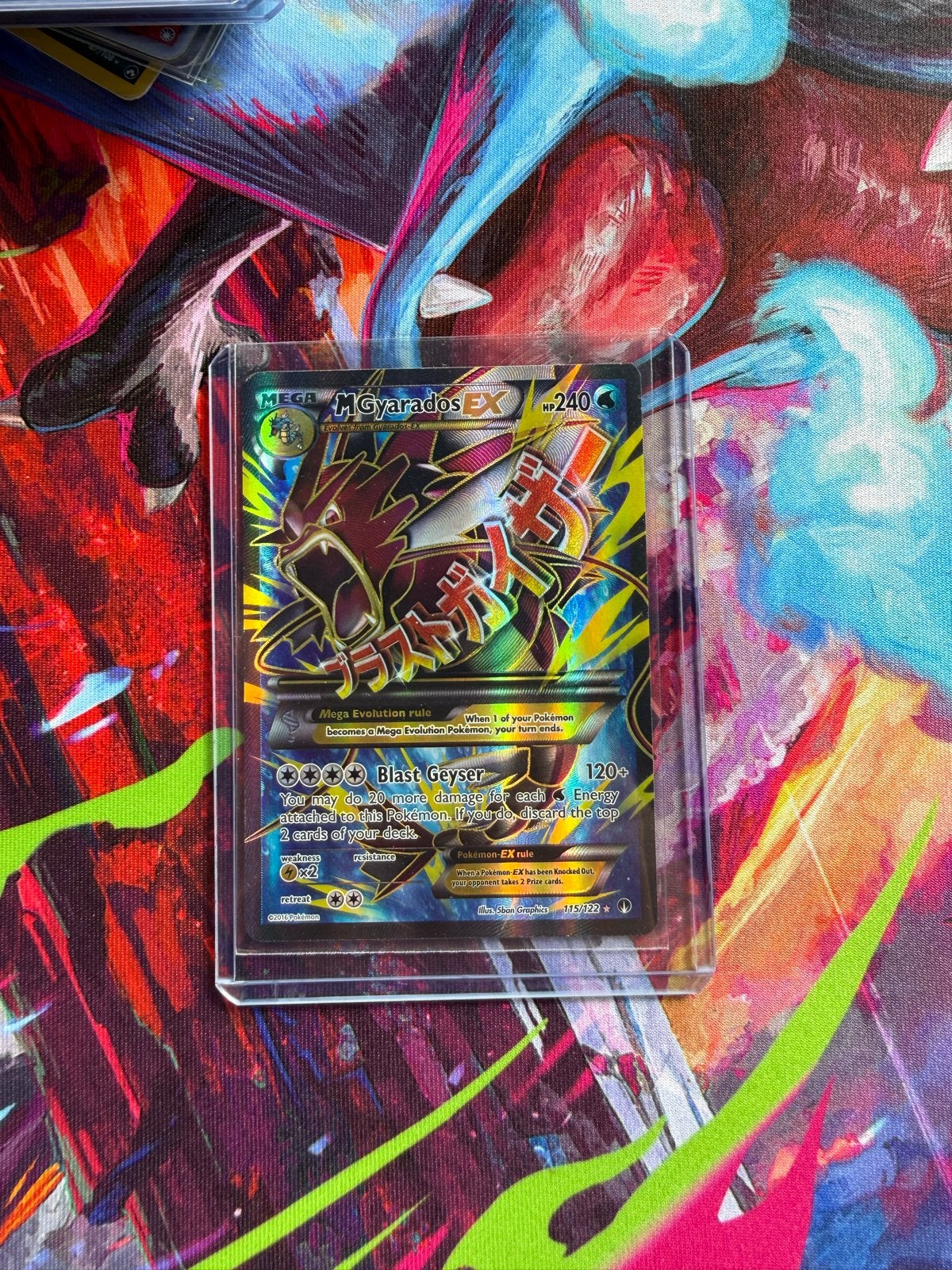 Mega M Gyarados EX Pokémon Kaart - Full Art Foil, Ophalen of Verzenden, Zo goed als nieuw, Losse kaart, Foil
