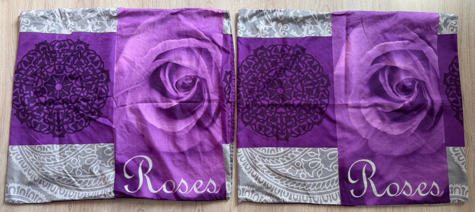 Garden Rose dekbedovertrek + 2 kussensloop – paars, Ophalen, Nieuw, Tweepersoons, Paars