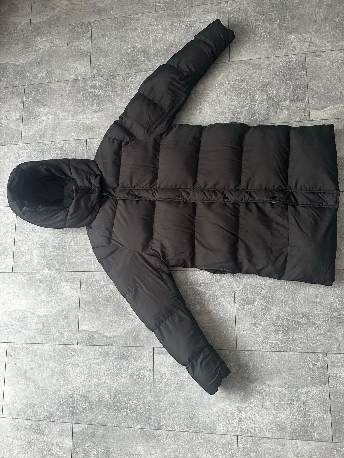 Lange zwarte winterjas (175-180 cm) - Zakken te repareren, Ophalen, Gedragen, Maat 38/40 (M), Zwart