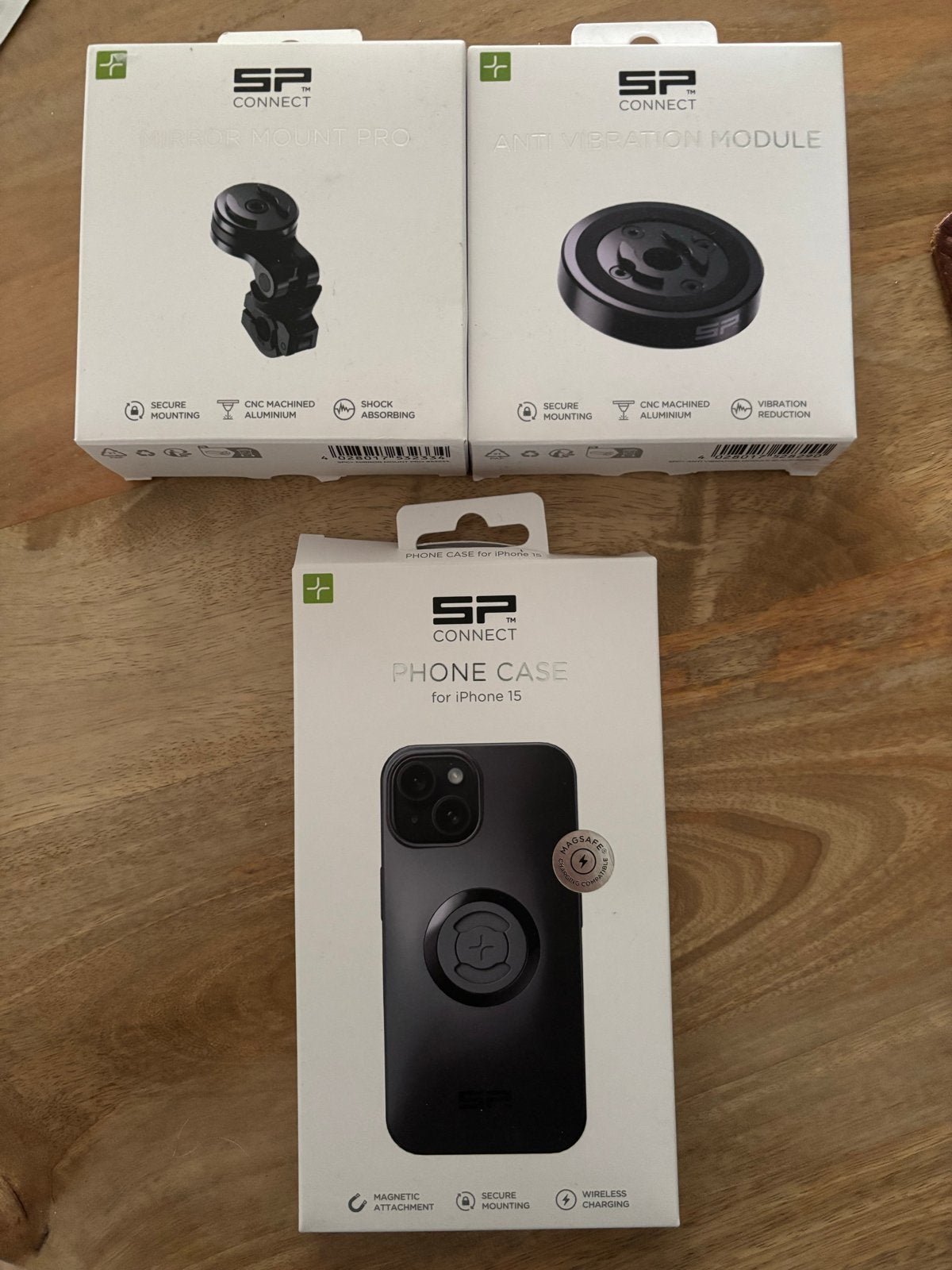 SP Connect set: Mirror Mount Pro, Anti Vibration Module, iPh, Motoren, Ophalen of Verzenden, Nieuw met kaartje, Integraalhelm