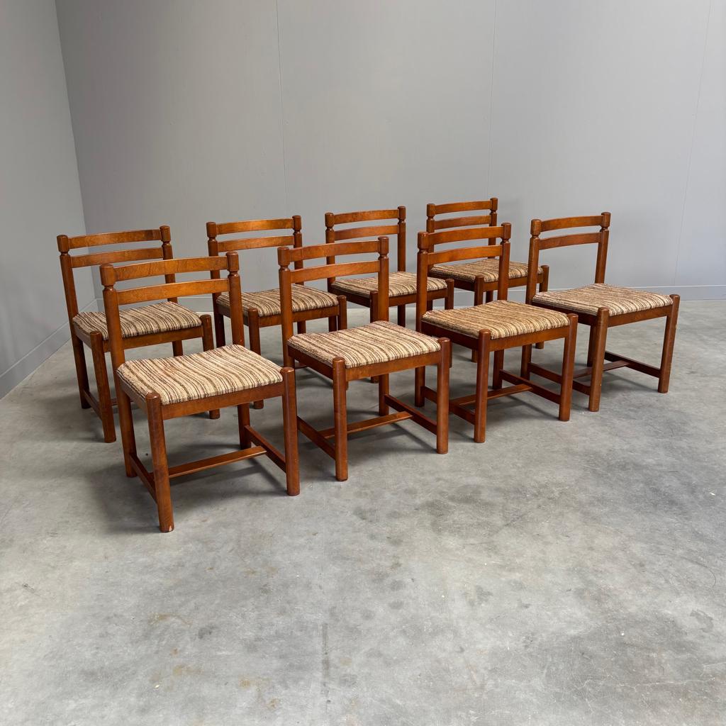 Vintage eetkamer stoelen jaren 60 70 80 Deens design, Huis en Inrichting, Stoelen, Ophalen, Gebruikt, Bruin, Stof