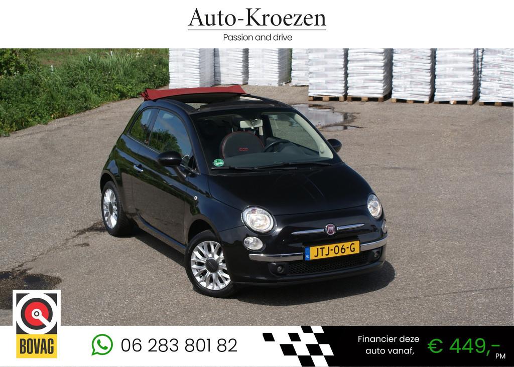 Fiat 500 C 1.2 Lounge | PDC | Airco | Lage km |, Stof, Gebruikt, 4 cilinders, Cabriolet