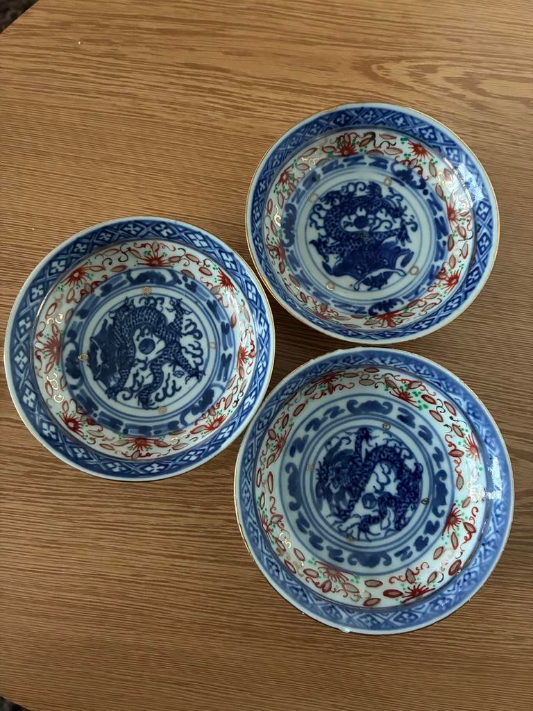 Set van 3 Chinese schaaltjes met drakenmotief, Ophalen of Verzenden