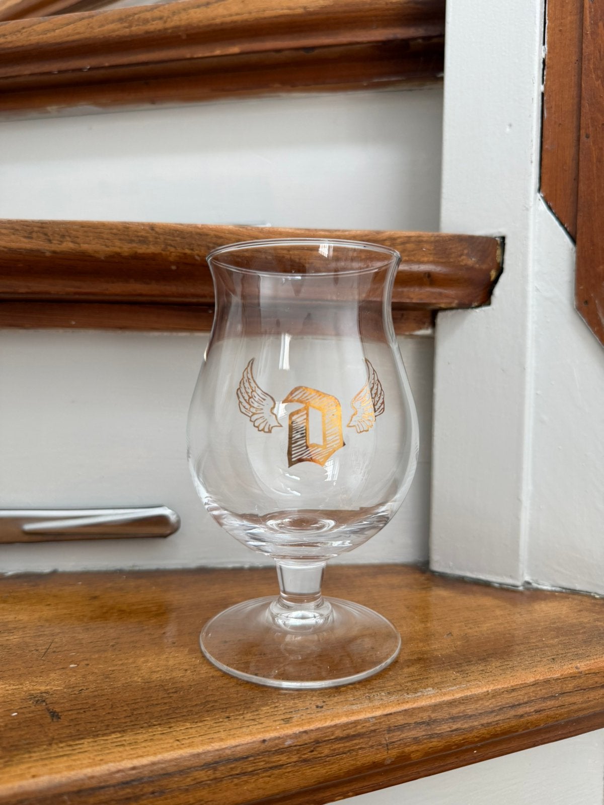 Duvel bierglas gouden vleugels, Verzamelen, Biermerken, Ophalen of Verzenden, Zo goed als nieuw, Glas of Glazen, Duvel