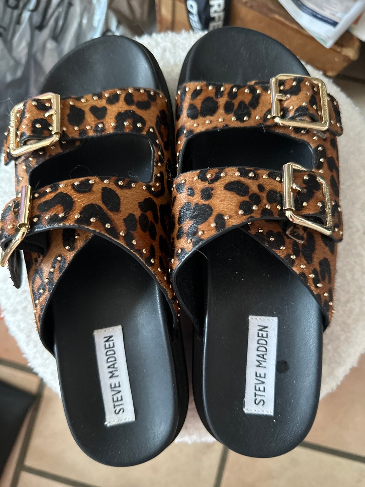Steve Madden Leopard Slippers Maat 39/40, Ophalen, Gedragen, Bruin, Slippers