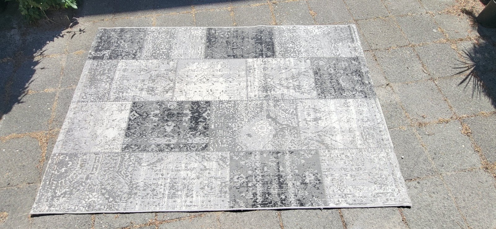 Modern grijs patchwork vloerkleed - 130x190 cm, Ophalen, Gebruikt, 100 tot 150 cm, 150 tot 200 cm
