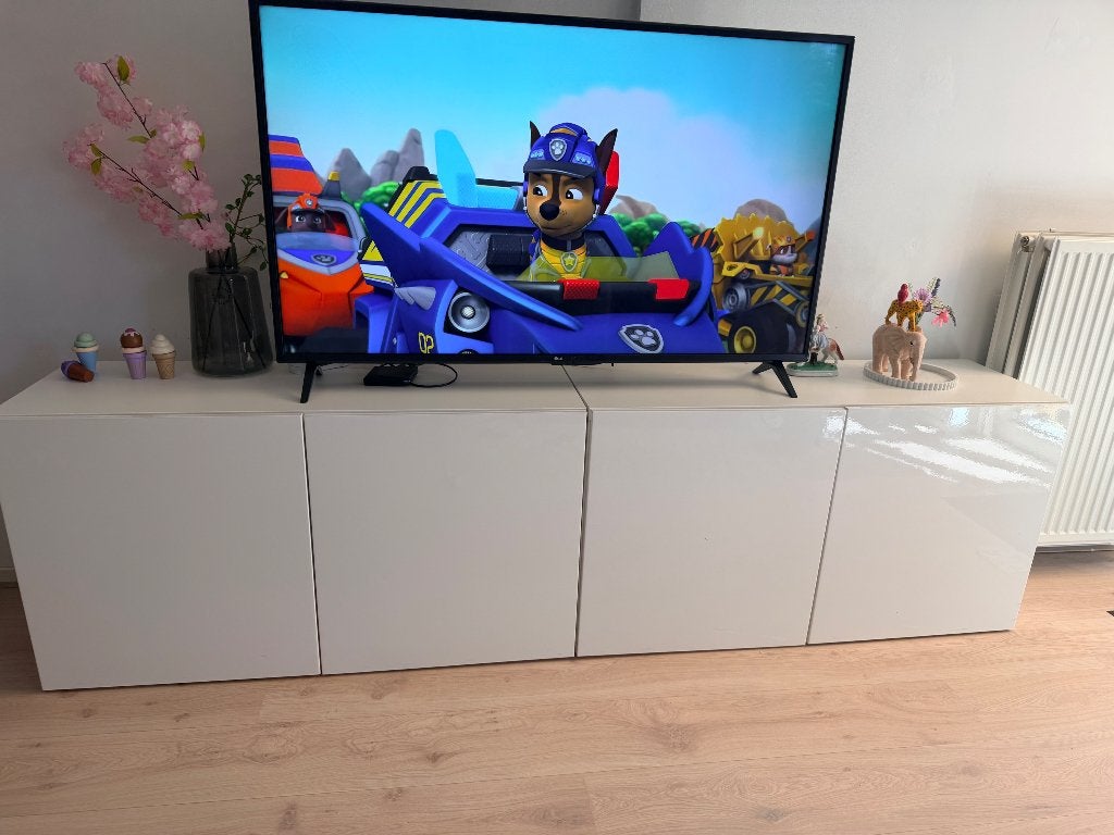 BESTÅ Kast met deuren, wit/Lappviken wit, 120x42x64 cm, Ophalen, 100 tot 150 cm, Modern, Scandinavisch, Zo goed als nieuw