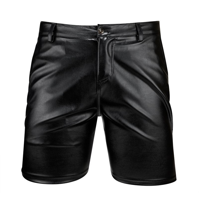 Zwarte kunstleren heren korte broek / mannen lederen, Verzenden, Nieuw, Zwart