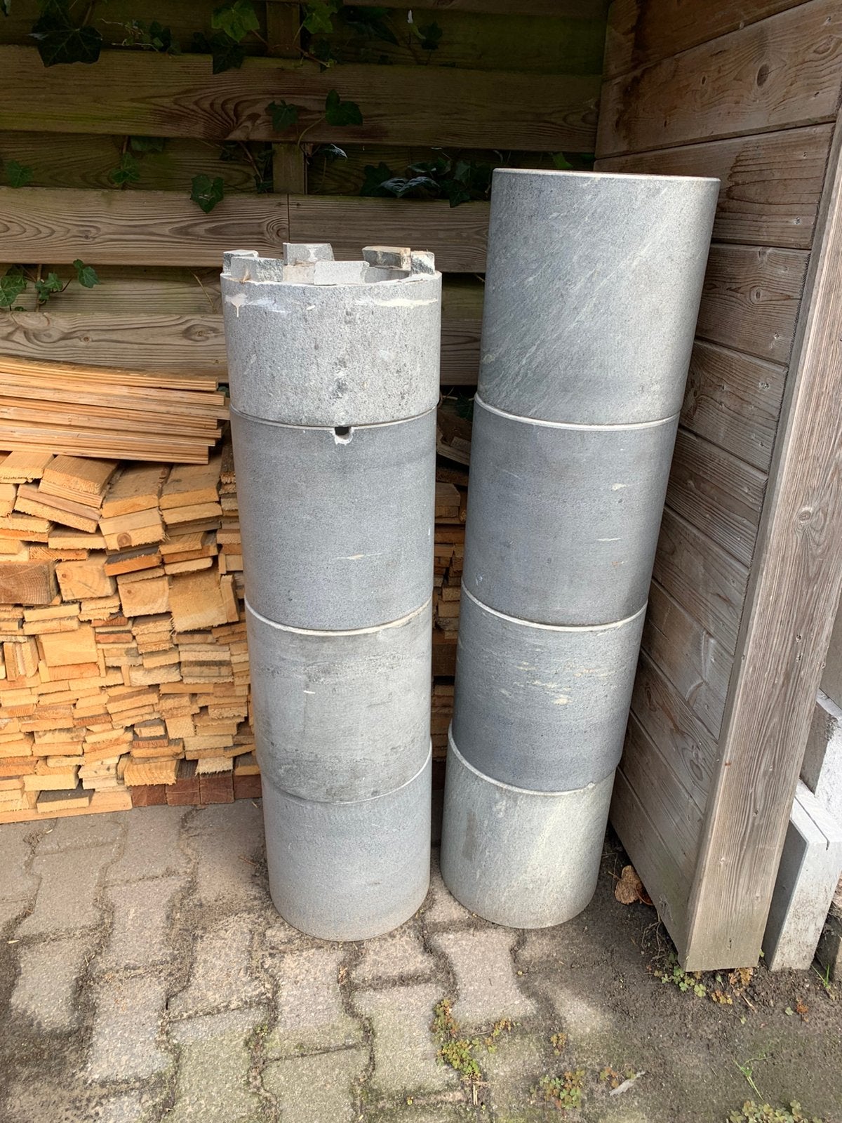 Tulikivi ronde elementen speksteen, Ophalen, Zo goed als nieuw, Hout, Houtkachel