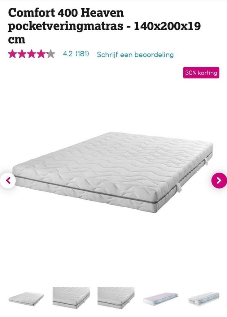 Matras nieuw in verpakking 140x200 cm, Ophalen of Verzenden