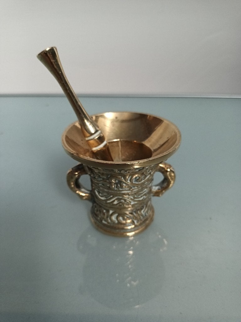 Antieke koper Vijzel met Stamper - Decoratief, Ophalen of Verzenden, Koper of Brons