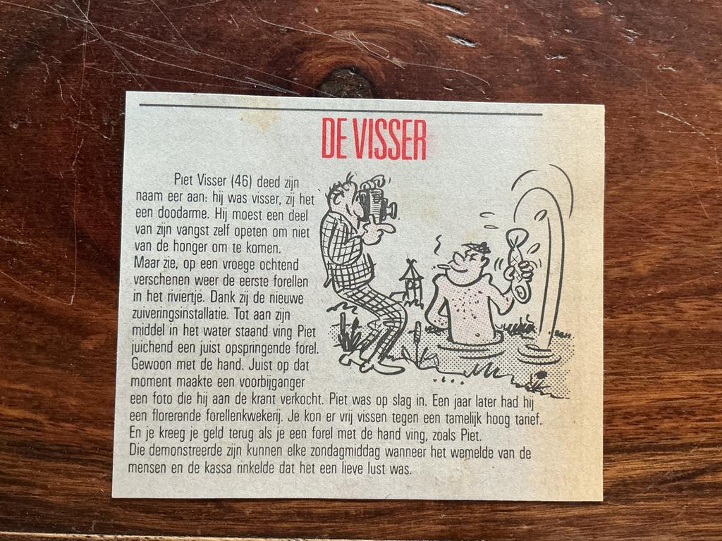 Karikatuur Dik Bruynesteyn De Visser 1986 krantenartikel, Ophalen of Verzenden, Knipsel(s)
