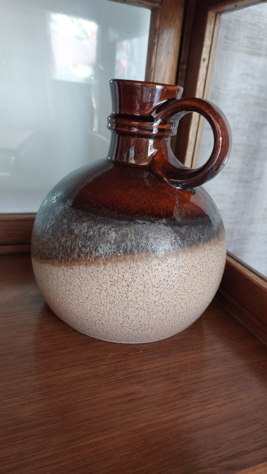 Vintage Aardewerk Kruik - Bruin/Beige Glazuur, Ophalen of Verzenden