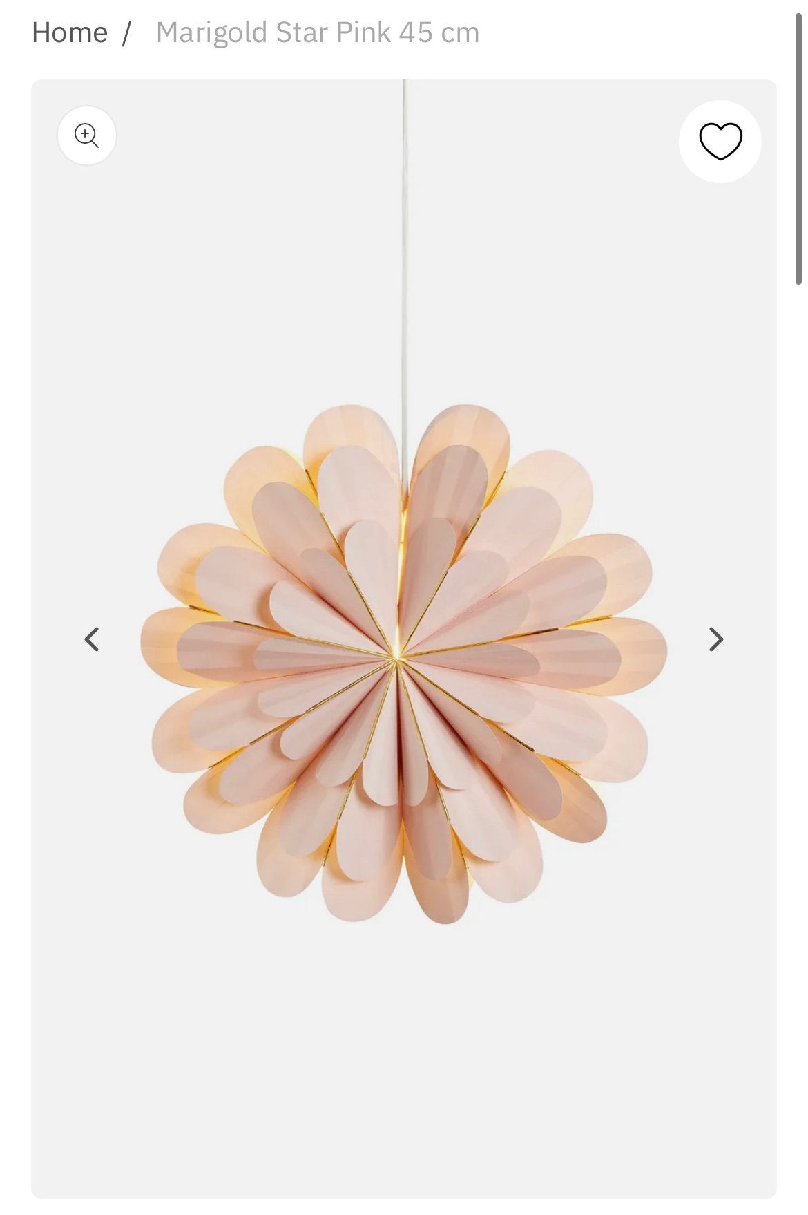 Lamp Marigold star 45cm (Roze), Ophalen of Verzenden, Zo goed als nieuw, Minder dan 50 cm