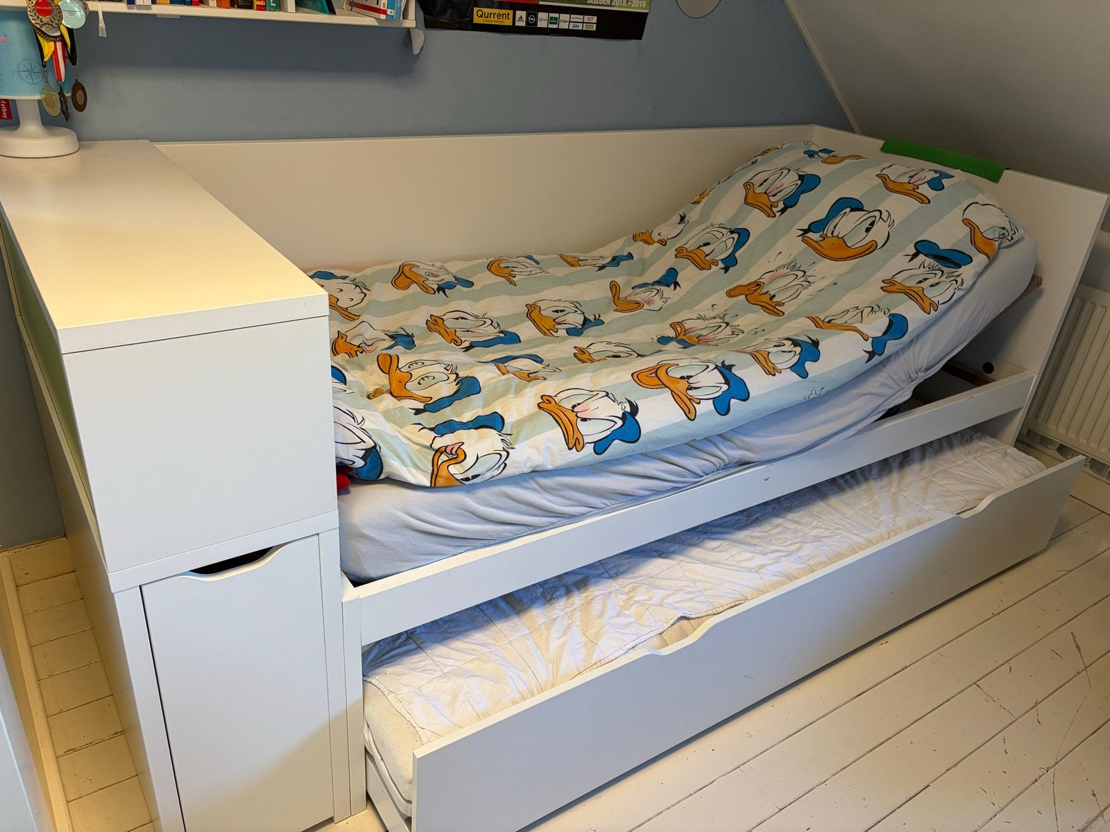IKEA Hemnes bedbank met uitschuifbaar bed en Auping spiraal, Ophalen, Gebruikt, Wit, Tweepersoons