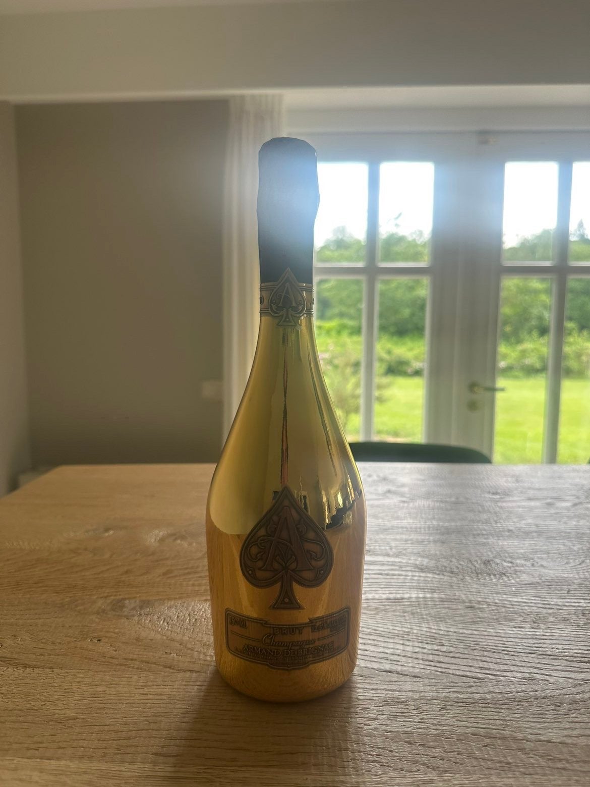 Gouden Armand de brignac 0,75 dummy, Ophalen of Verzenden, Zo goed als nieuw, Rode wijn