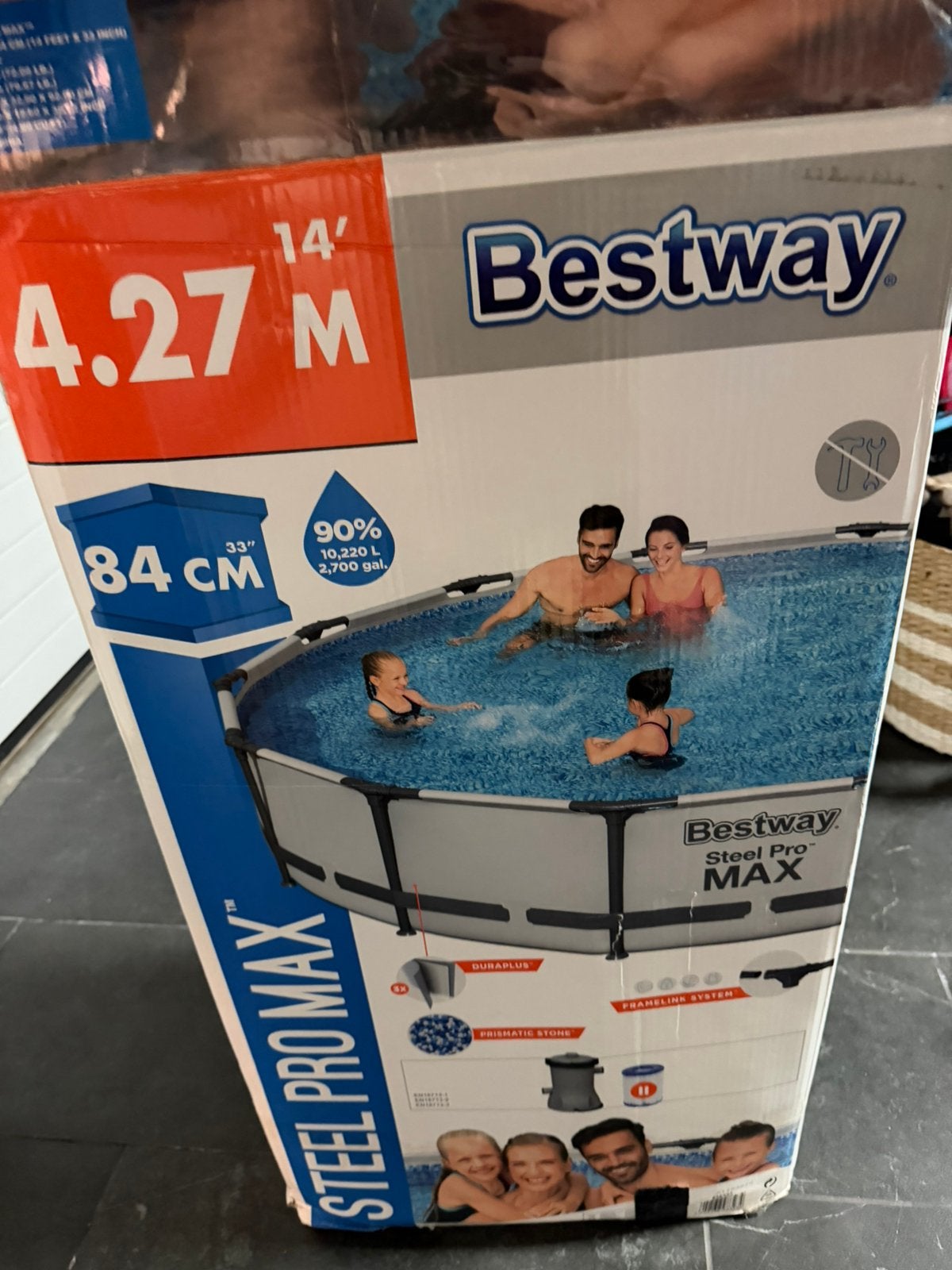 Bestway zwembad 4,27x 84, Ophalen, 80 tot 120 cm, Rond, 300 cm of meer